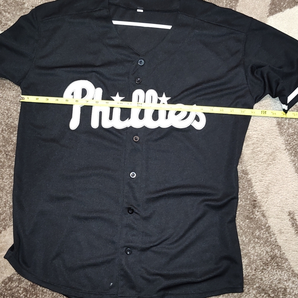 Black XL Phillies Button-Up Jersey - Picture 3 of 3